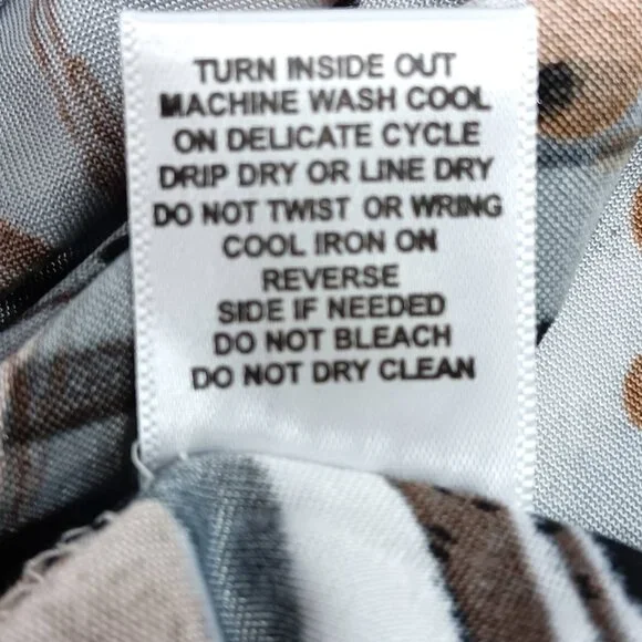 EMILY DANIELS-Women's Top-Brushed Abstract-3/4 Sleeve-SMALL-Black-Gray-Tan-White - Picture 15 of 15